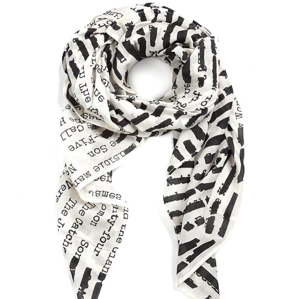 Out of Print Banned Books Lightweight Scarf NEW! Library Black White